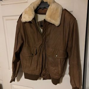 Cozy soft ADLER leather bomber jacket with removable lining or collar